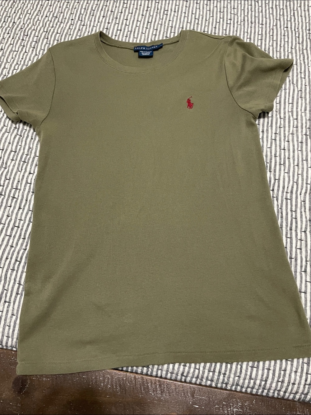 Polo by Ralph Lauren Olive Crewneck Tee with Red Pony